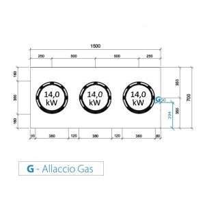 Placa de gas para wok de sobremesa con n° 3 quemadores - longitud 1500 mm - Imagen 3