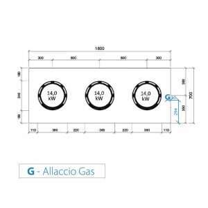Placa de gas para wok de sobremesa con n° 3 quemadores - longitud 1800 mm - Imagen 3