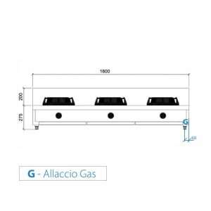 Placa de gas para wok de sobremesa con n° 3 quemadores - longitud 1800 mm - Imagen 4