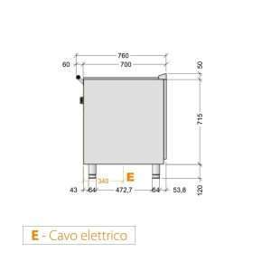 Plancha teppanyaki cromada eléctrica sobre mueble con 2 zonas de cocción - longitud 1200 mm - Imagen 4