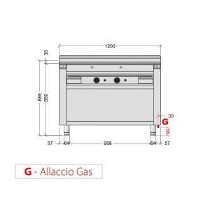 Plancha teppanyaki de AISI 430 de gas sobre mueble con 2 zonas de cocción - longitud 1200 mm - Imagen 3