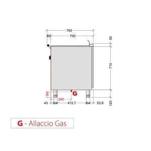 Plancha teppanyaki de AISI 430 de gas sobre mueble con 2 zonas de cocción - longitud 1200 mm - Imagen 4