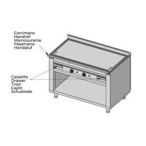 Plancha teppanyaki cromada de gas sobre mueble con 2 zonas de cocción - longitud 1200 mm - Imagen 6