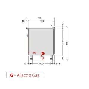 Plancha teppanyaki cromada de gas sobre mueble con 3 zonas de cocción - longitud 1200 mm - Imagen 4