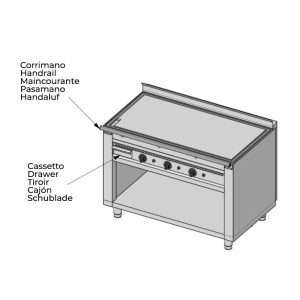 Plancha teppanyaki cromada de gas sobre mueble con 3 zonas de cocción - longitud 1200 mm - Imagen 5