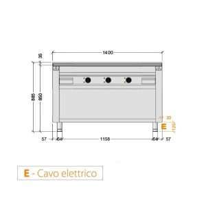 Plancha teppanyaki de AISI 430 eléctrica sobre mueble con 3 zonas de cocción - longitud 1400 mm - Imagen 3