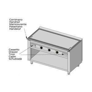 Plancha teppanyaki de AISI 430 eléctrica sobre mueble con 3 zonas de cocción - longitud 1400 mm - Imagen 6