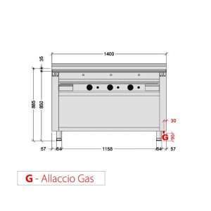 Plancha teppanyaki cromada de gas sobre mueble con 3 zonas de cocción - longitud 1400 mm - Imagen 3
