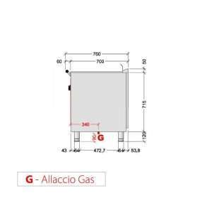 Plancha teppanyaki cromada de gas sobre mueble con 3 zonas de cocción - longitud 1400 mm - Imagen 4