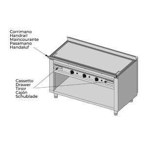 Plancha teppanyaki cromada de gas sobre mueble con 3 zonas de cocción - longitud 1400 mm - Imagen 5