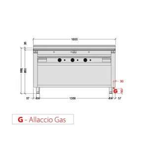 Plancha teppanyaki cromada de gas sobre mueble con 3 zonas de cocción - longitud 1600 mm - Imagen 3