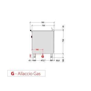 Plancha teppanyaki cromada de gas sobre mueble con 3 zonas de cocción - longitud 1600 mm - Imagen 4