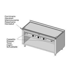 Plancha teppanyaki de AISI 430 de gas sobre mueble con 3 zonas de cocción - longitud 1600 mm - Imagen 6