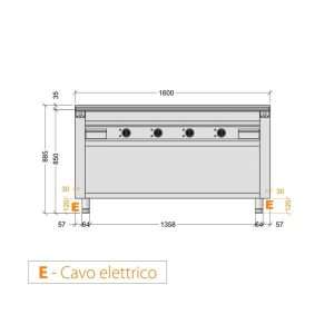 Plancha teppanyaki cromada eléctrica sobre mueble con 4 zonas de cocción - longitud 1600 mm - Imagen 3