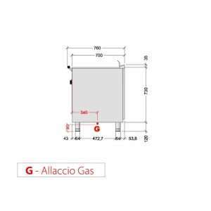 Plancha teppanyaki cromada de gas sobre mueble con 4 zonas de cocción - longitud 1600 mm - Imagen 4