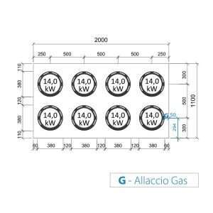Placa de gas para wok bifronte sobre mueble con n° 8 quemadores - longitud 2000 mm - Imagen 2