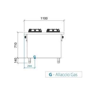 Placa de gas para wok bifronte sobre mueble con n° 8 quemadores - longitud 2000 mm - Imagen 4