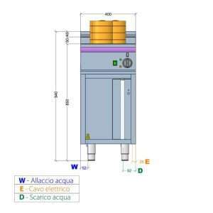 Vaporera eléctrica sobre mueble con cestas capacidad 24 lt - profundidad 700 mm - Imagen 2