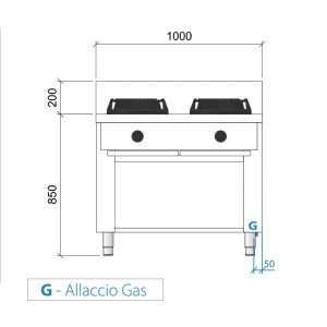 Placa de gas para wok sobre mueble con n° 2 quemadores - longitud 1000 mm - Imagen 3