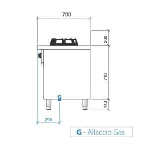 Placa de gas para wok sobre mueble con n° 2 quemadores - longitud 1000 mm - Imagen 4