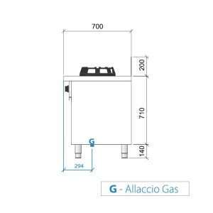 Placa de gas para wok sobre mueble con n° 2 quemadores - longitud 1200 mm - Imagen 4