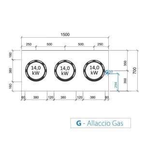 Placa de gas para wok sobre mueble con n° 3 quemadores - longitud 1500 mm - Imagen 2