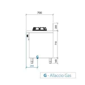 Placa de gas para wok sobre mueble con n° 3 quemadores - longitud 1500 mm - Imagen 3