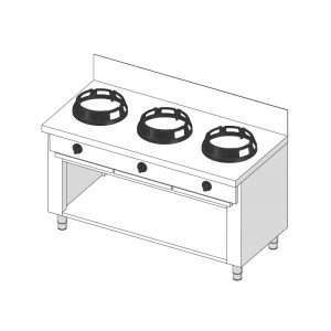 Placa de gas para wok sobre mueble con n° 3 quemadores - longitud 1800 mm - Imagen 5