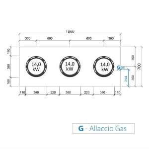Placa de gas para wok sobre mueble con n° 3 quemadores - longitud 1800 mm - Imagen 2