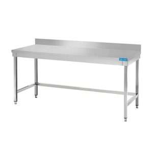Mesa abierta de acero inoxidable sin estante de fondo con peto trasero L1200xP500xH850 mm - línea basic - Imagen 2
