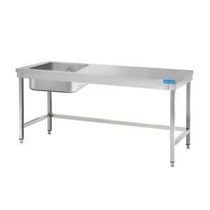 Mesa abierta de acero inoxidable con lavabo a la izquierda sin estante sin peto trasero L1000xP600xH850 mm - línea basic - Imagen 2