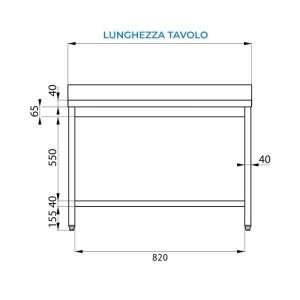 Mesa abierta de acero inoxidable con lavabo a la derecha con estante con peto trasero L1600xP800xH850 mm - línea basic - Imagen 5
