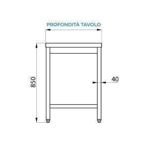 Mesa abierta de acero inoxidable con lavabo a la derecha con estante sin peto trasero L1600xP700xH850 mm - línea basic - Imagen 6