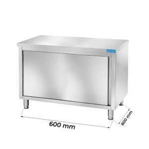 Mesa de acero inoxidable con puertas sin peto trasero L600xP800xH850 mm - línea basic