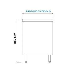 Mesa de acero inoxidable con puertas sin peto trasero L1600xP800xH850 mm - línea basic - Imagen 4