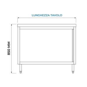 Mesa de acero inoxidable con puertas sin peto trasero L600xP500xH850 mm - línea basic - Imagen 3