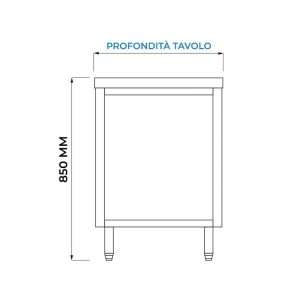 Mesa de acero inoxidable con puertas sin peto trasero L600xP500xH850 mm - línea basic - Imagen 4