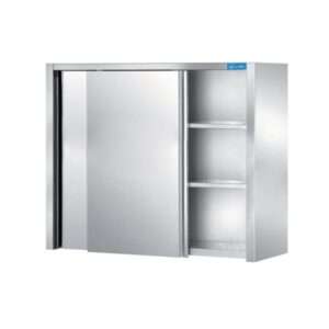 Mueble colgante con puertas correderas y escurridor de acero inoxidable con 2 estantes L1500xP400xH1000 mm - línea basic - Imagen 2