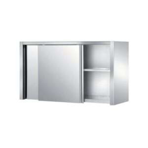 Mueble colgante con puertas correderas y escurridor de acero inoxidable con 1 estante L1500xP400xH800 mm - línea basic - Imagen 2