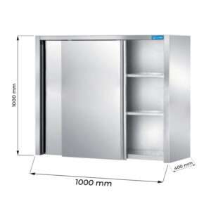 Mueble colgante con puertas correderas y escurridor de acero inoxidable con 2 estantes L1000xP400xH1000 mm - línea basic