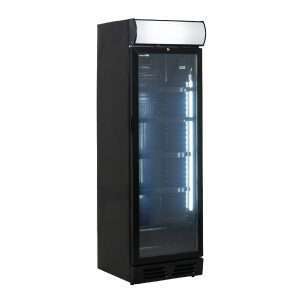 Vitrina refrigerada para bebidas de 390 lt negra con canopy iluminado temperatura de 0°C a +10°C - Imagen 2